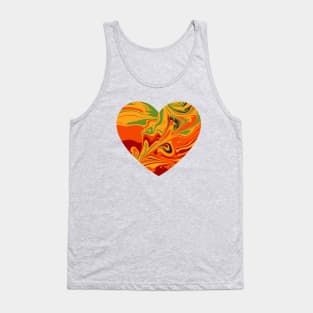 Warm Summer Abstract Melt Artwork Heart Tank Top